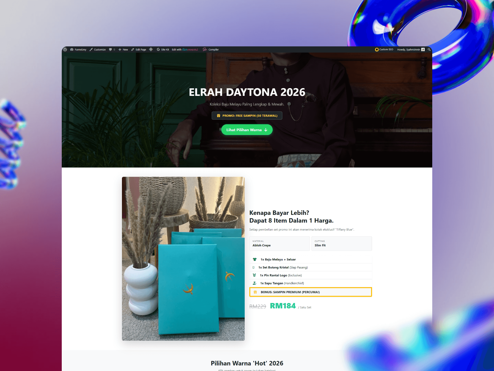 Mockup Website Elrah Daytona Color Minimal Desktop