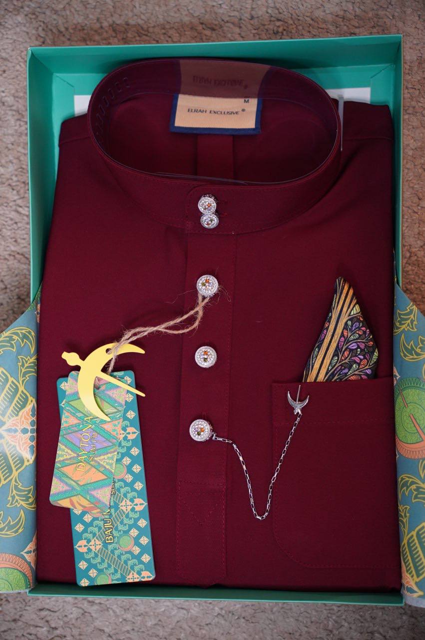 Baju Melayu Elrah Exclusive Maroon