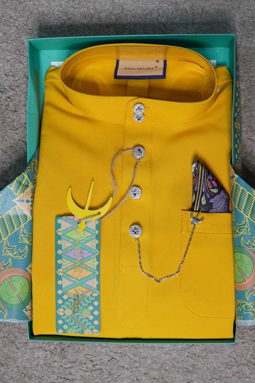 Baju Melayu Elrah Daytona Warna Gold