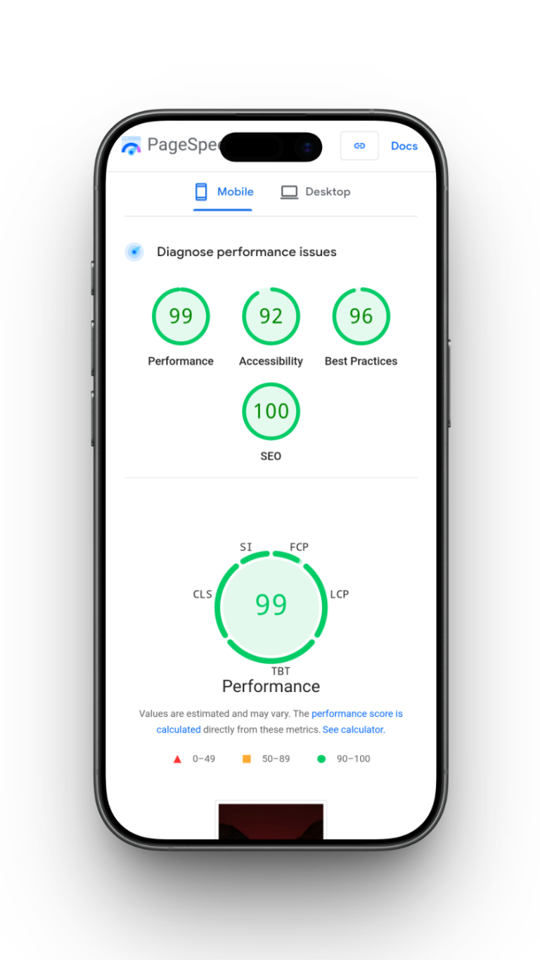 Google Pagespeed Insight Score Mockup Funnel.my Website